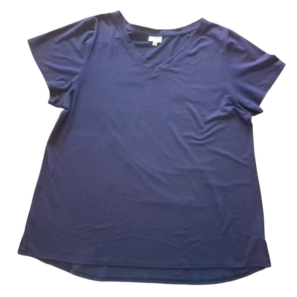 LuLaRoe Womens T-shirt Deep Purple Short Sleeve V-Neck Loose Fit Size 3XL